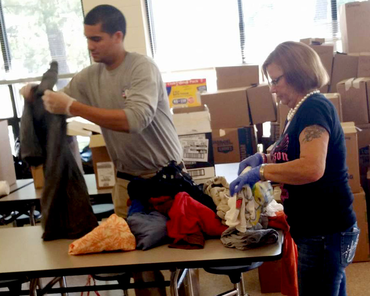 Beulah Baptist Church Members Take Supplies To South Robeson High School Shelter