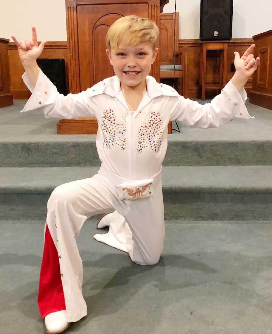 Young Elvis Impersonator Performs At Fork Presbyterian Church Family Night