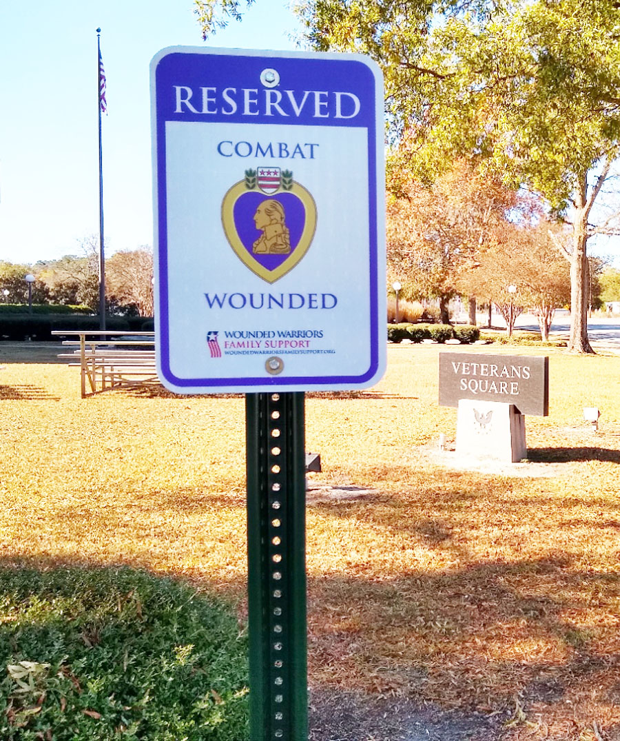Combat Wounded Parking Spaces Designated At Veterans Square