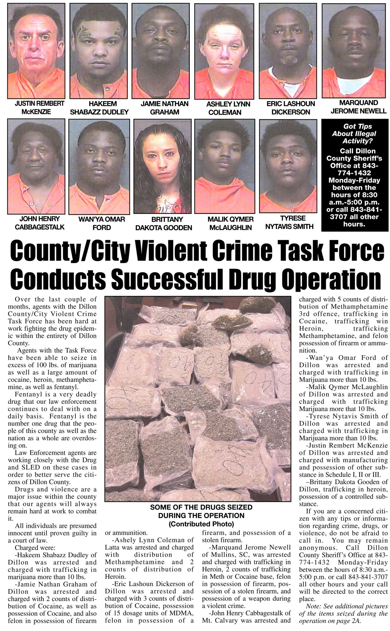 Dillon County/City Violent Crime Task Force Conducts Operation