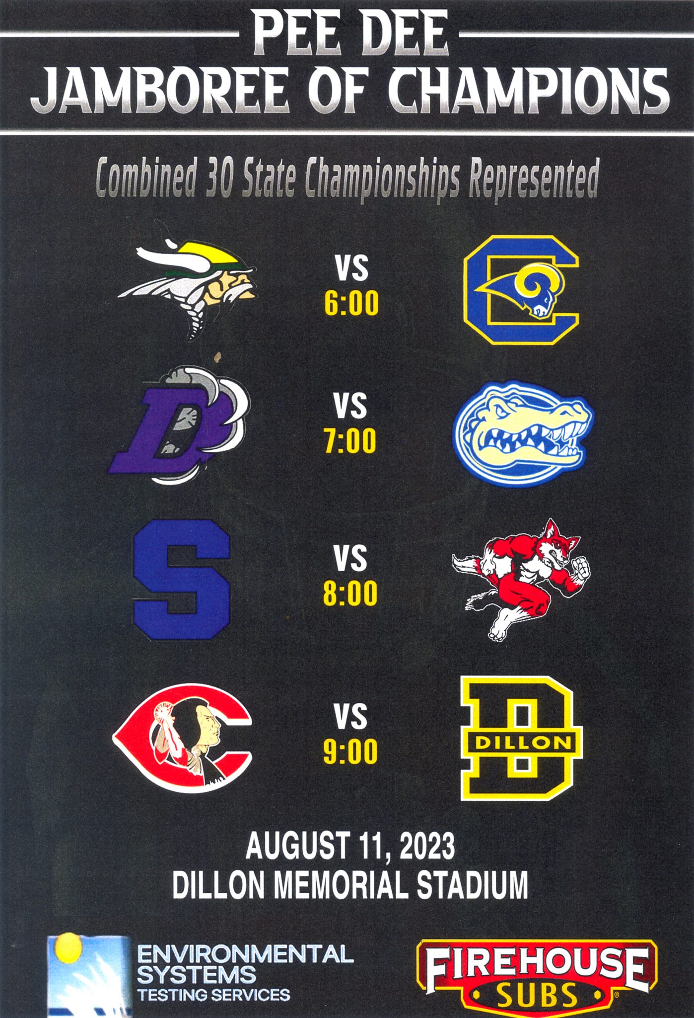 Pee Dee Jamboree Of Champions To Be Held At Dillon Memorial Stadium On August 11th